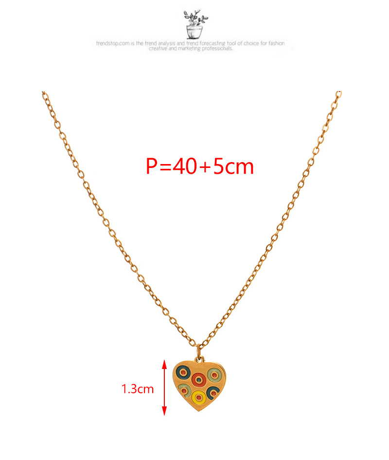 Fashion Golden 2 Titanium Steel Drop Oil Contrast Color Circle Flower Pendant Necklace,Necklaces