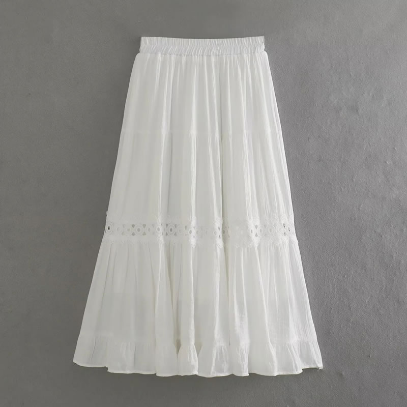 Fashion Apricot Cotton Lace Layered Skirt,Skirts