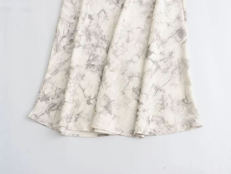 Fashion Khaki Satin Print Skirt,Skirts