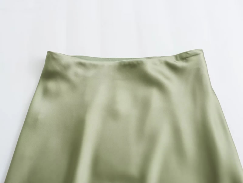 Fashion Light Army Green Satin Irregular Skirt,Skirts