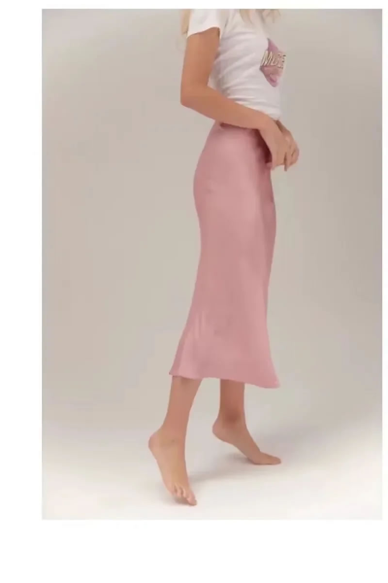 Fashion Pink Purple Satin Irregular Skirt,Skirts