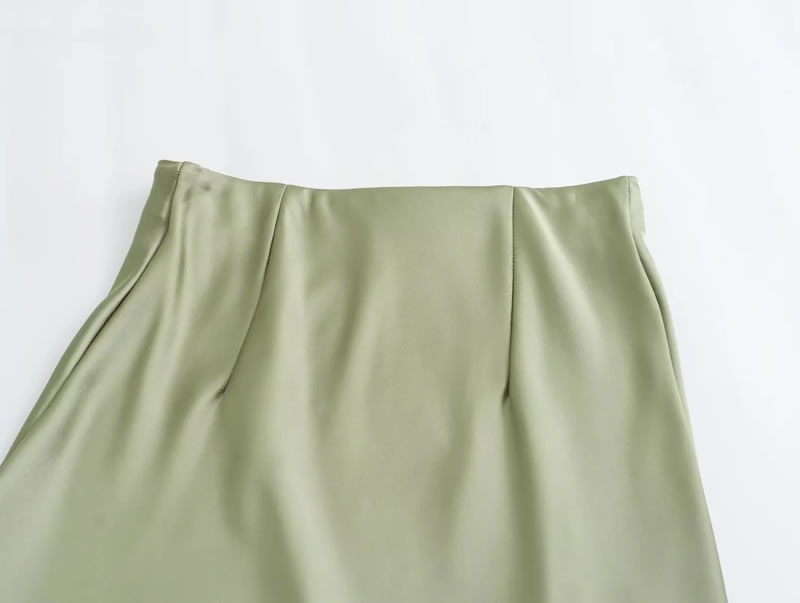 Fashion Bright Green Satin Irregular Skirt,Skirts