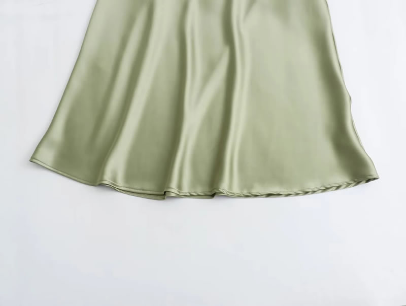 Fashion Light Army Green Satin Irregular Skirt,Skirts