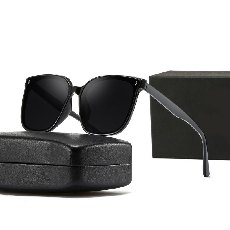 Fashion Black Frame Gray Film Pc Square Large Frame Sunglasses,Women Sunglasses