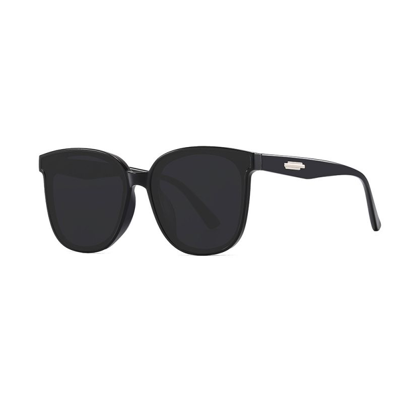 Fashion Black Frame Tea Film (polarized Film) Pc Large Frame Sunglasses,Women Sunglasses
