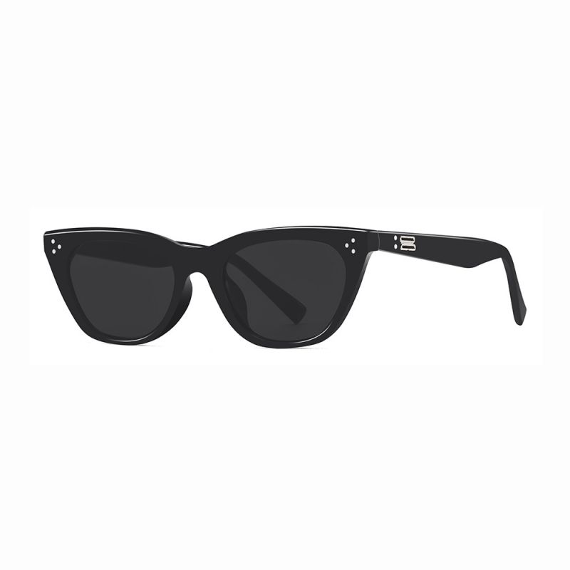 Fashion Black Frame Gray Film (ordinary Film) Cat Eye Small Frame Sunglasses,Women Sunglasses