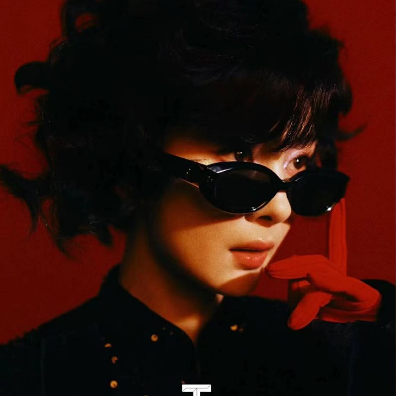 Fashion Black Frame Tea Slices Cat Eye Small Frame Sunglasses,Women Sunglasses
