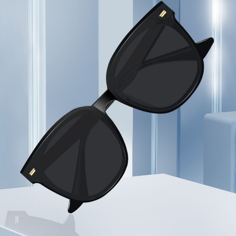 Fashion Black Frame Tea Film (polarized Film) Pc Large Frame Sunglasses,Women Sunglasses