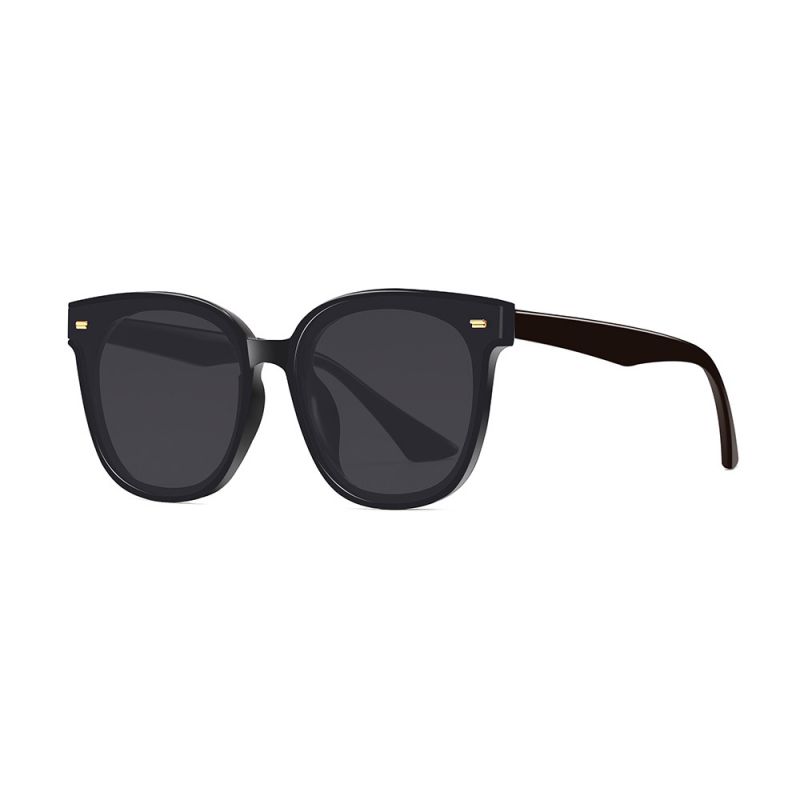 Fashion Black Frame Gray Film (polarized Film) Pc Large Frame Sunglasses,Women Sunglasses