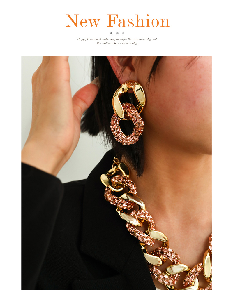 Fashion Dark Green Resin Diamond Twist Necklace And Earring Set 3-piece Set,Jewelry Sets