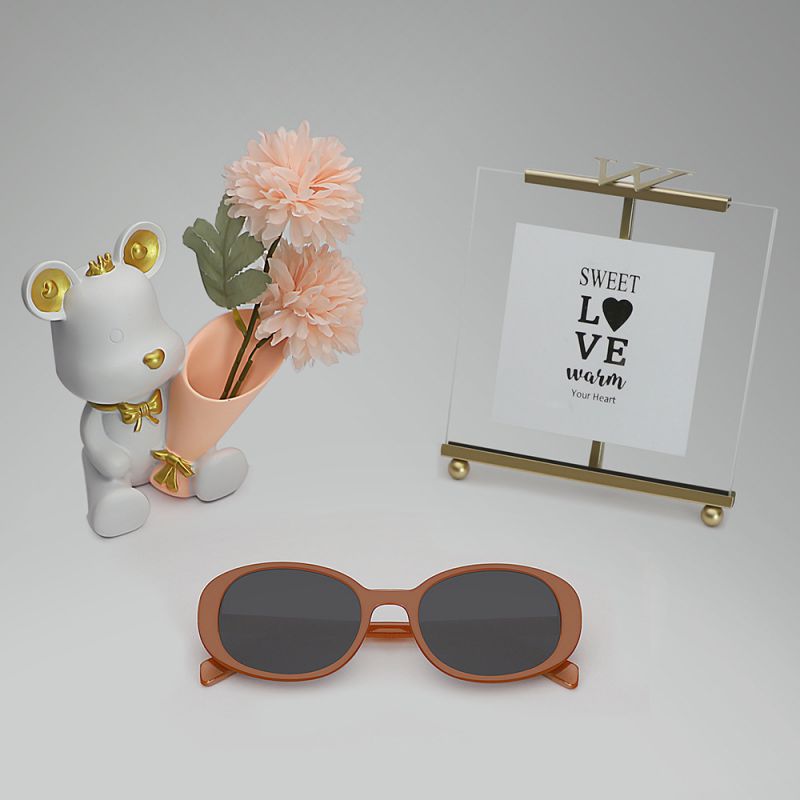 Fashion White Frame Gray Film (polarized Film) Pc Oval Sunglasses,Women Sunglasses