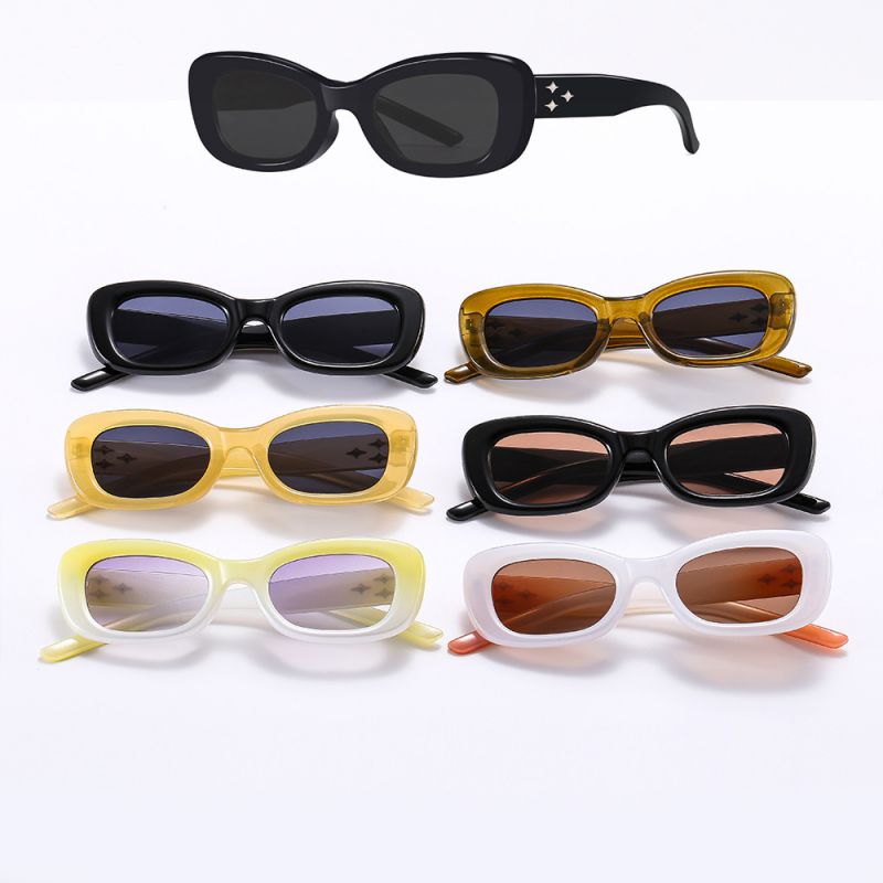 Fashion White Frame Tea Film (polarized Film) Pc Starburst Small Frame Sunglasses,Women Sunglasses