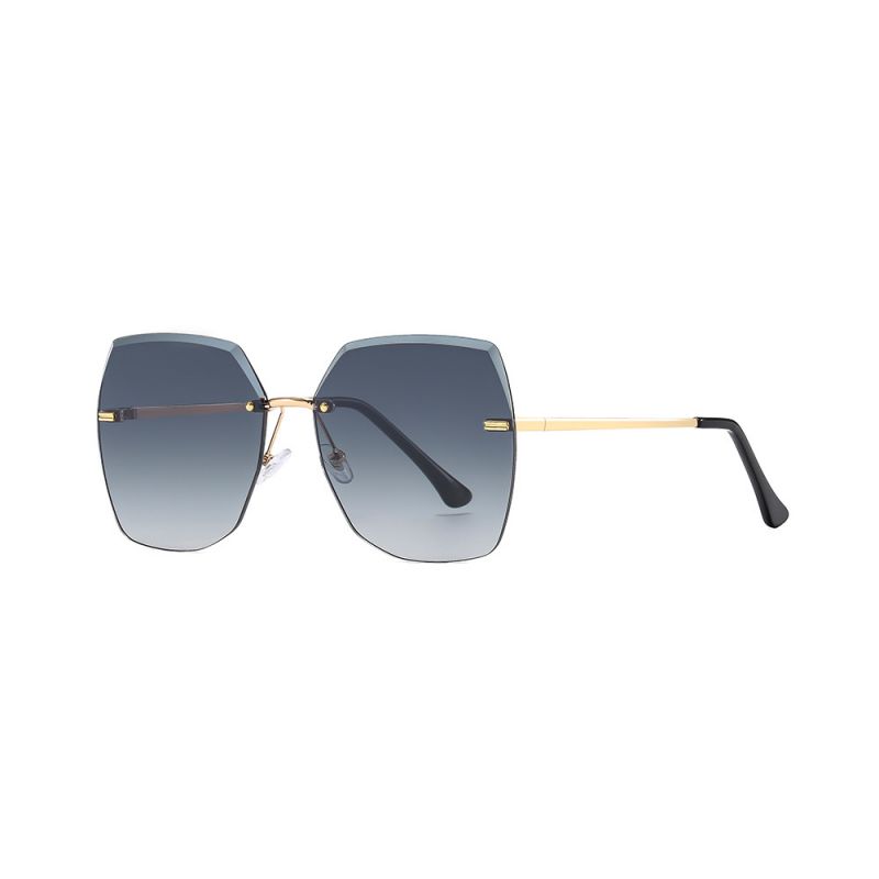 Fashion Gold Frame Double Gray Frameless Cutaway Sunglasses,Women Sunglasses