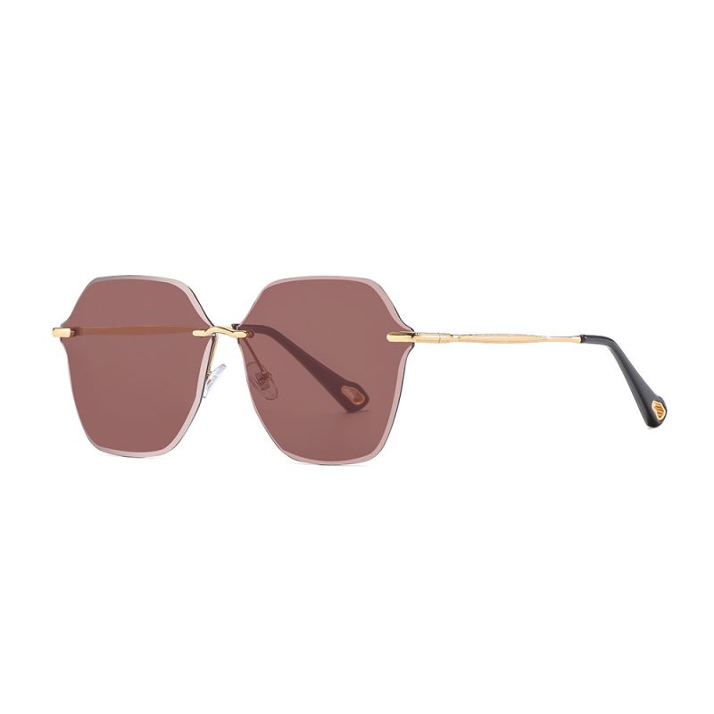 Fashion Gold Frame Green Powder Frameless Cutaway Sunglasses,Women Sunglasses