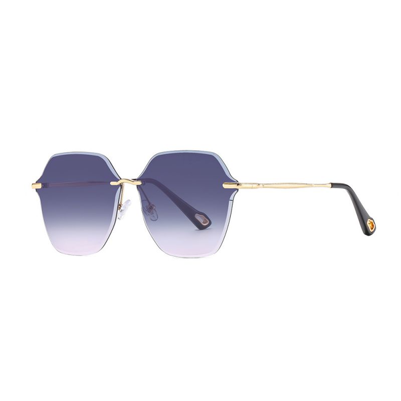 Fashion Gold Frame Green Powder Frameless Cutaway Sunglasses,Women Sunglasses