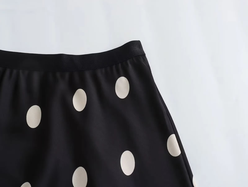 Fashion Black Polka Dot Satin Skirt,Skirts