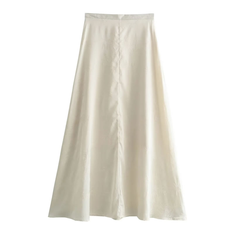 Fashion Beige Rope Fringed Jacquard Skirt,Skirts