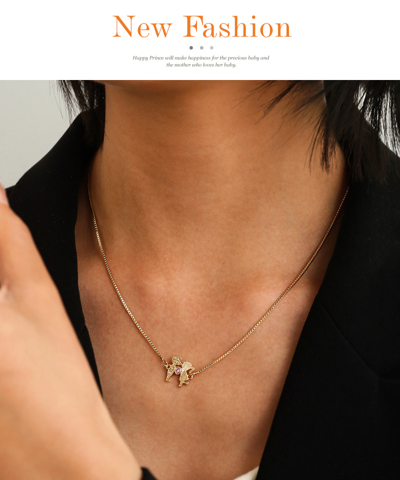 Fashion Gold Copper Inlaid Zircon Love Necklace For Boys And Girls,Necklaces