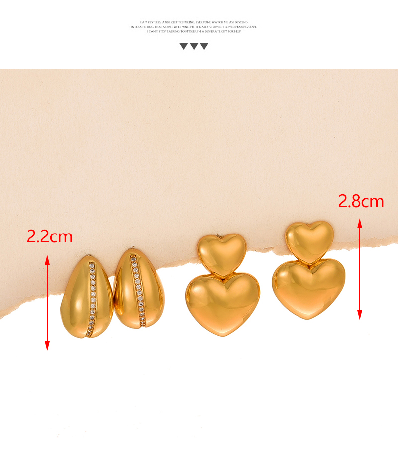 Fashion Gold Copper Inlaid Zircon Drop Love Pendant Earrings Set Of 4,Earring Set