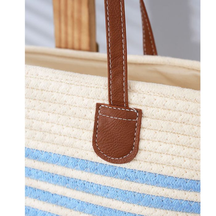 Fashion Khaki Stripes Striped Cotton Rope Woven Shoulder Bag,Messenger bags