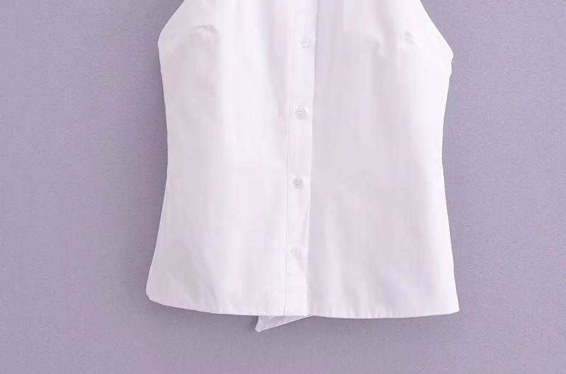 Fashion White Woven Lapel Buttoned Vest,Coat-Jacket