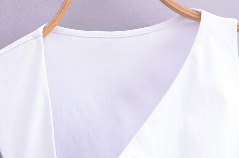 Fashion White Woven Bias-neck Pleated Vest,Tank Tops & Camis
