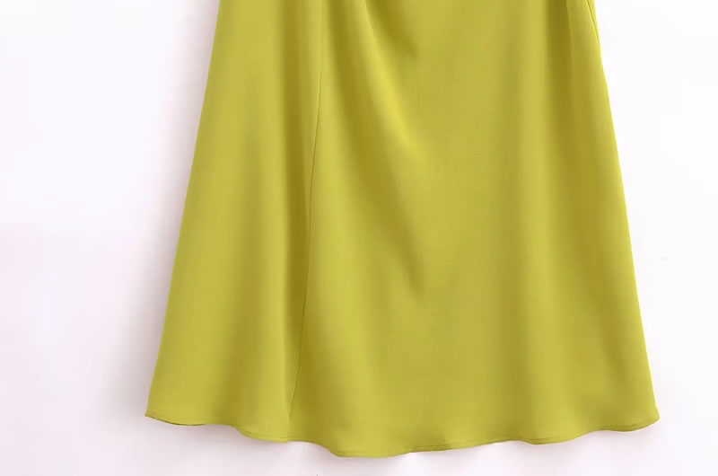 Fashion Mint Green Woven Side Pleated Knee-length Skirt,Knee Length