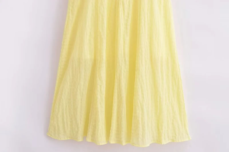 Fashion Yellow Woven Strappy Knee-length Skirt,Knee Length