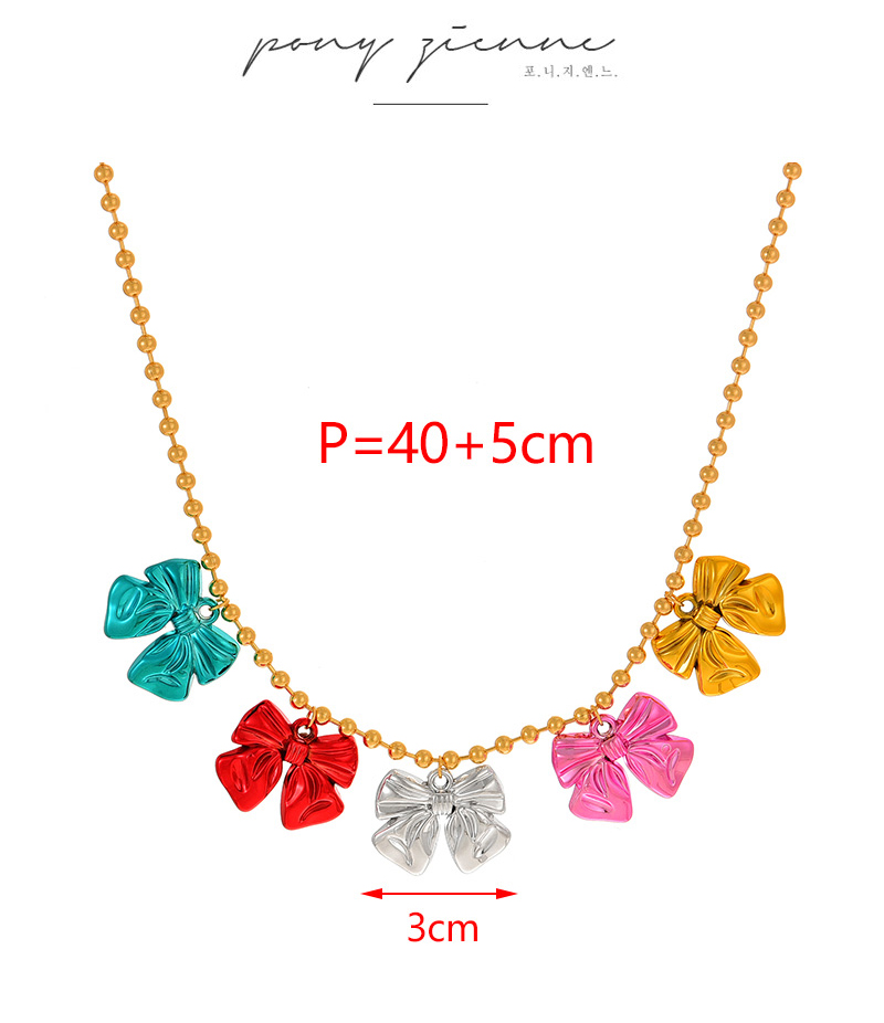 Fashion Color Copper Bow Pendant Bead Necklace (4mm),Necklaces