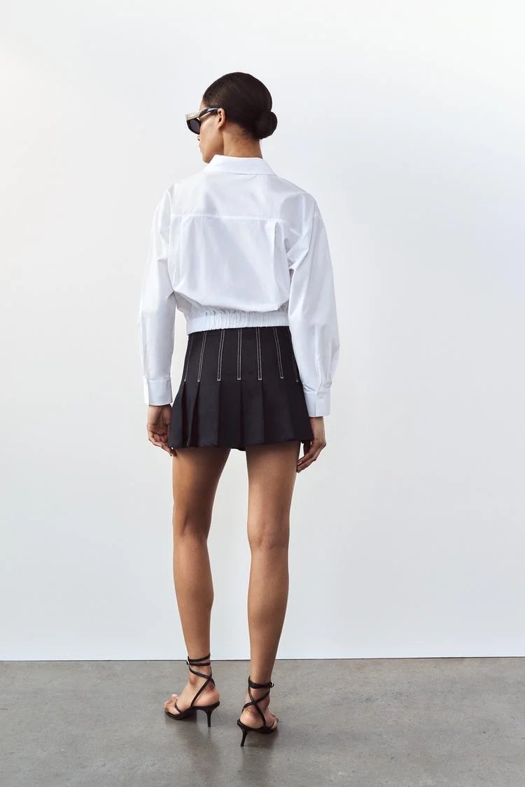 Fashion Black Polyester Elastic Lapel Button-down Shirt,Blouses