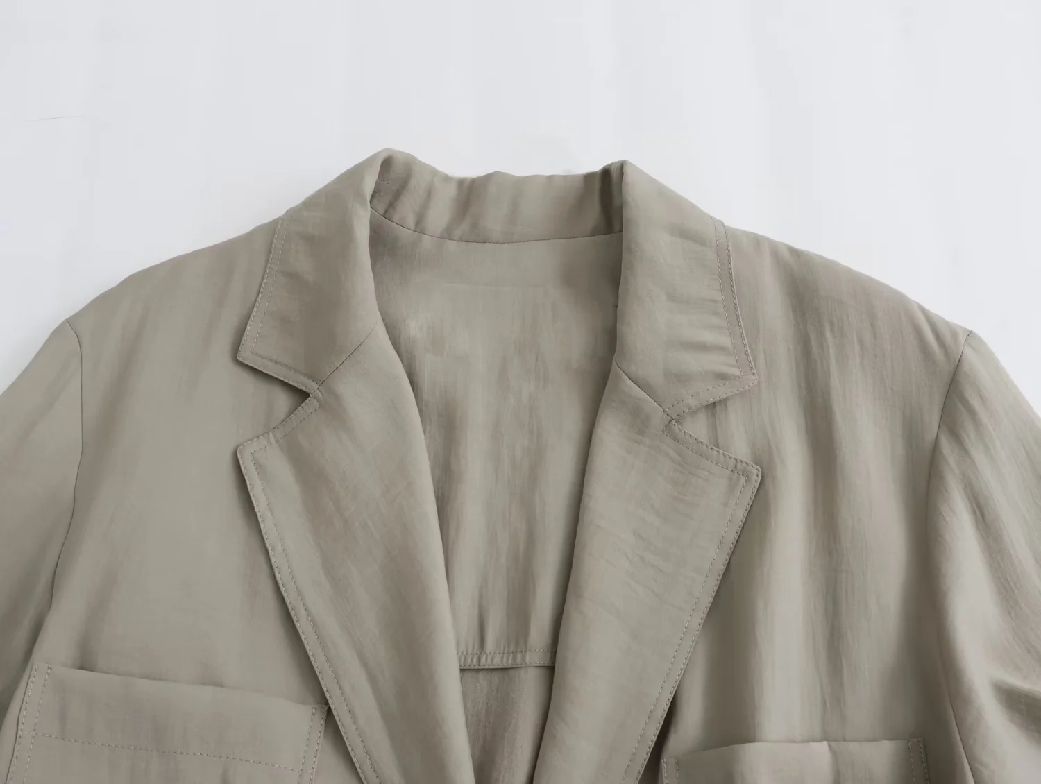 Fashion Beige Polyester Lapel Lace-up Jacket,Coat-Jacket