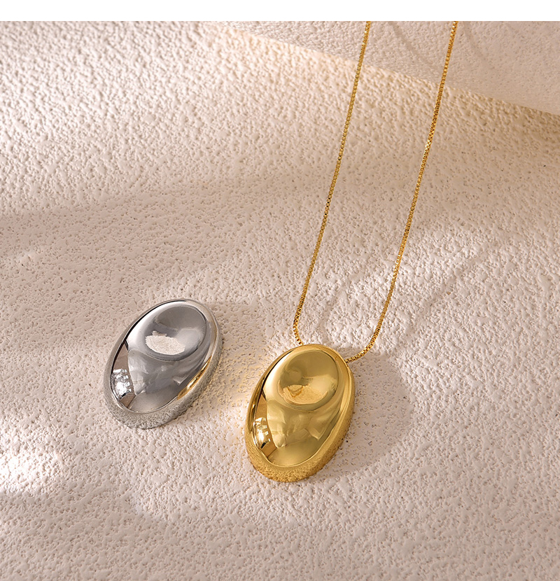 Fashion Silver Copper Oval Pendant Necklace,Necklaces