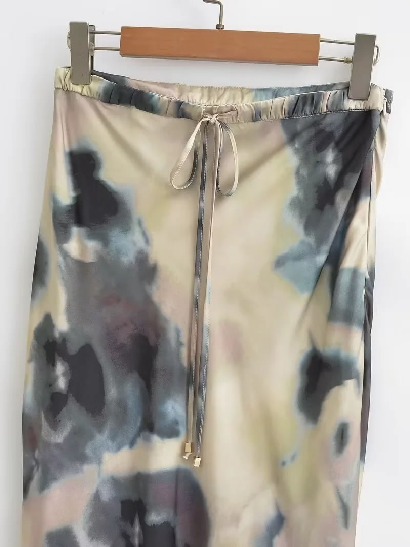 Fashion Color Polyester Tie-dye Lace-up Skirt,Skirts