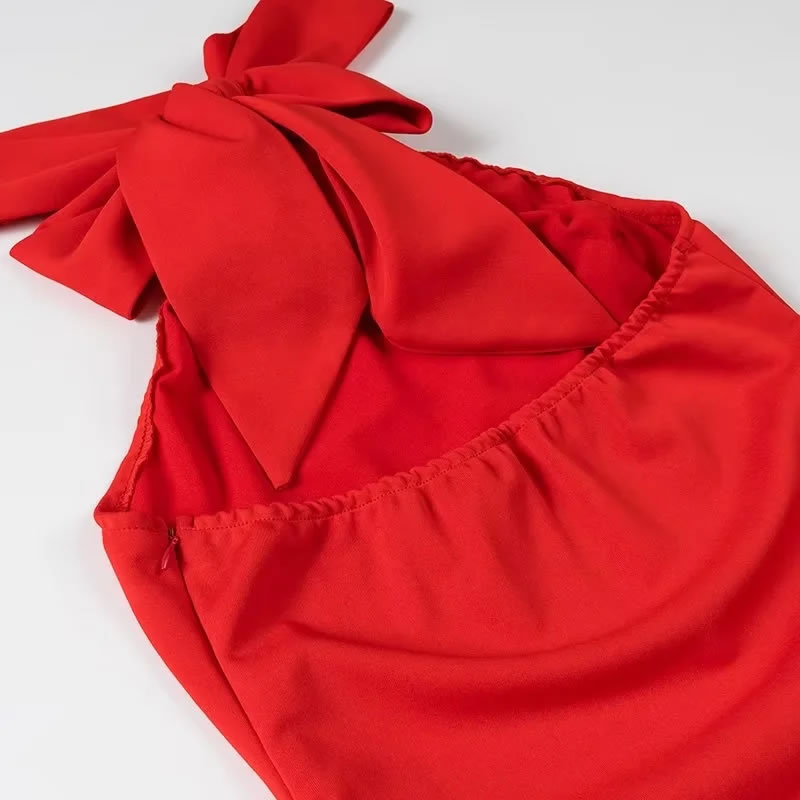 Fashion Red Floral Halterneck Maxi Dress,Long Dress