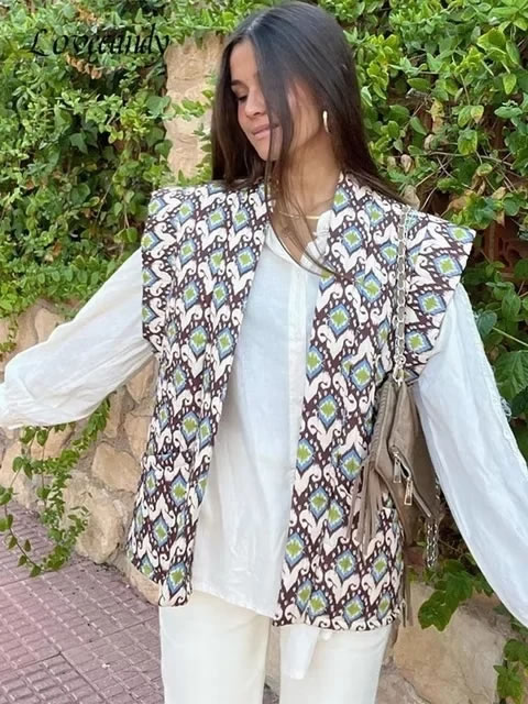 Fashion Color Polyester Printed Vest,Coat-Jacket