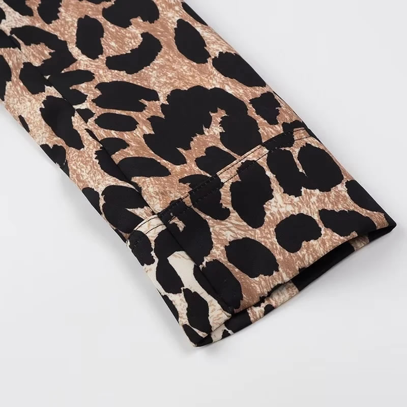 Fashion Leopard Print Polyester Leopard Print Lapel Jacket,Coat-Jacket