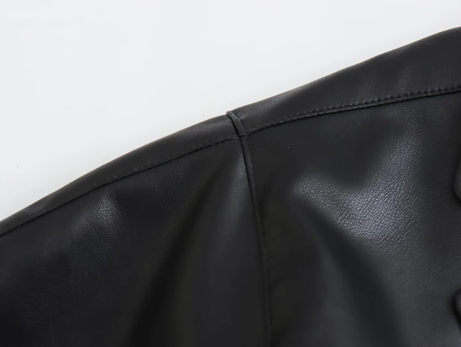 Fashion Black Leather Lapel Jacket,Coat-Jacket