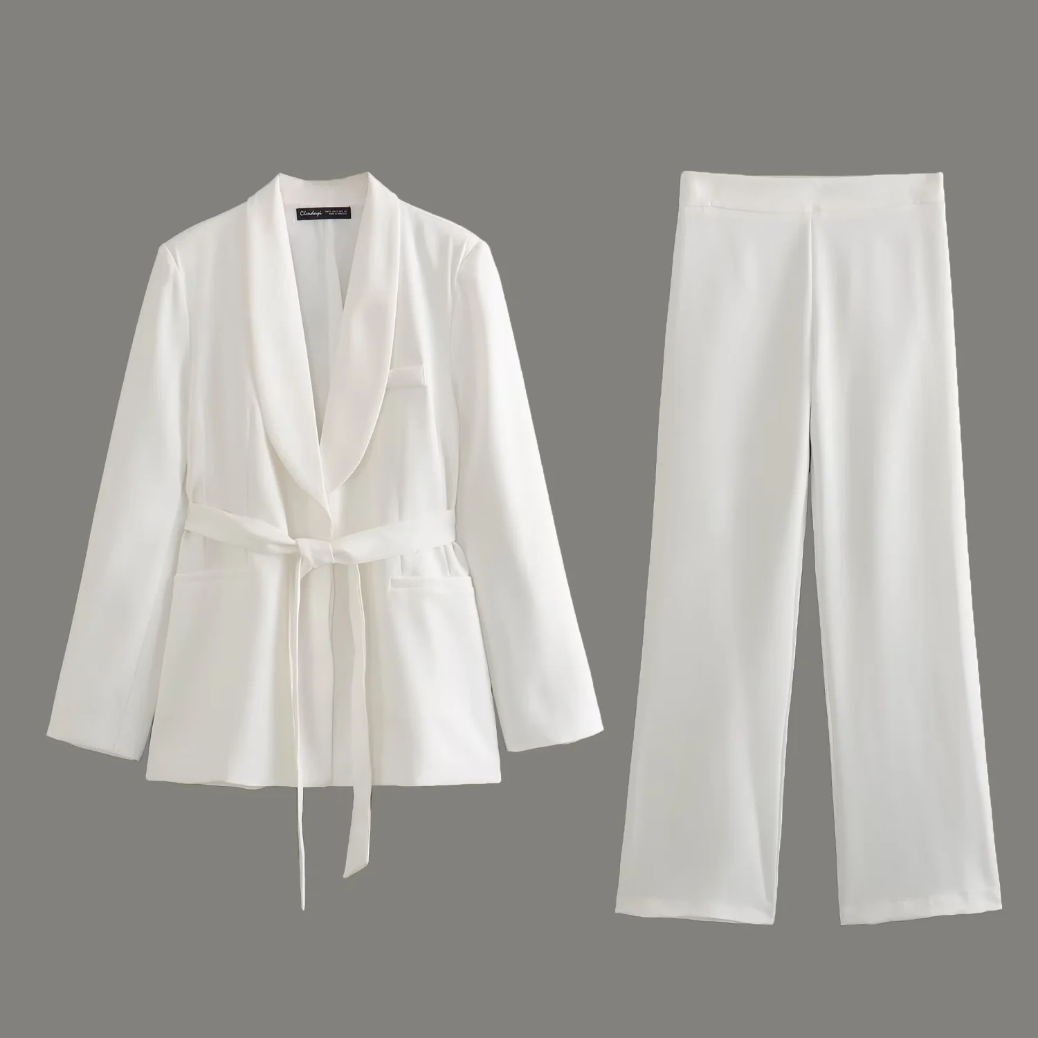 Fashion White Polyester Side Zip Straight Trousers,Pants