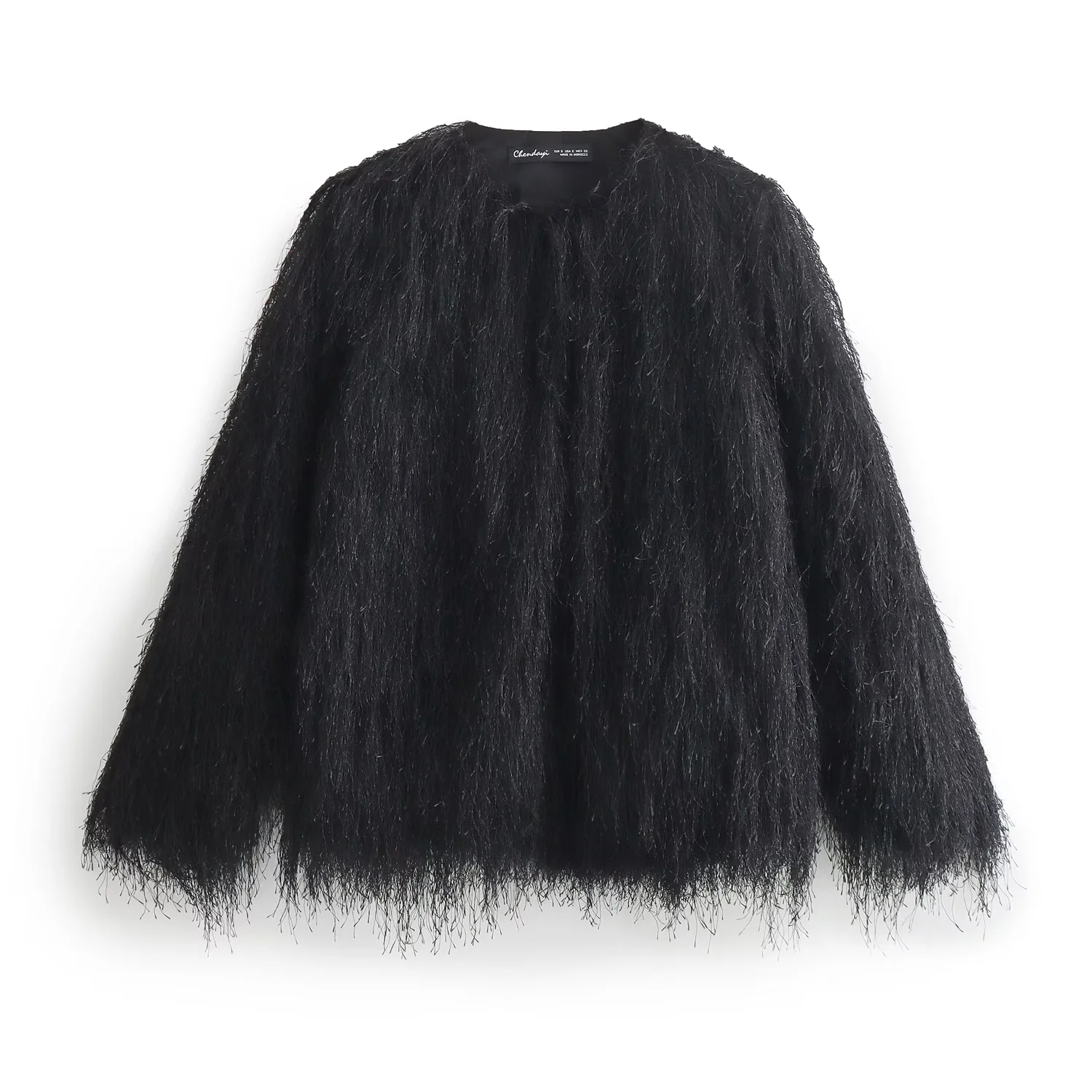 Fashion Black Fur Coat,Coat-Jacket