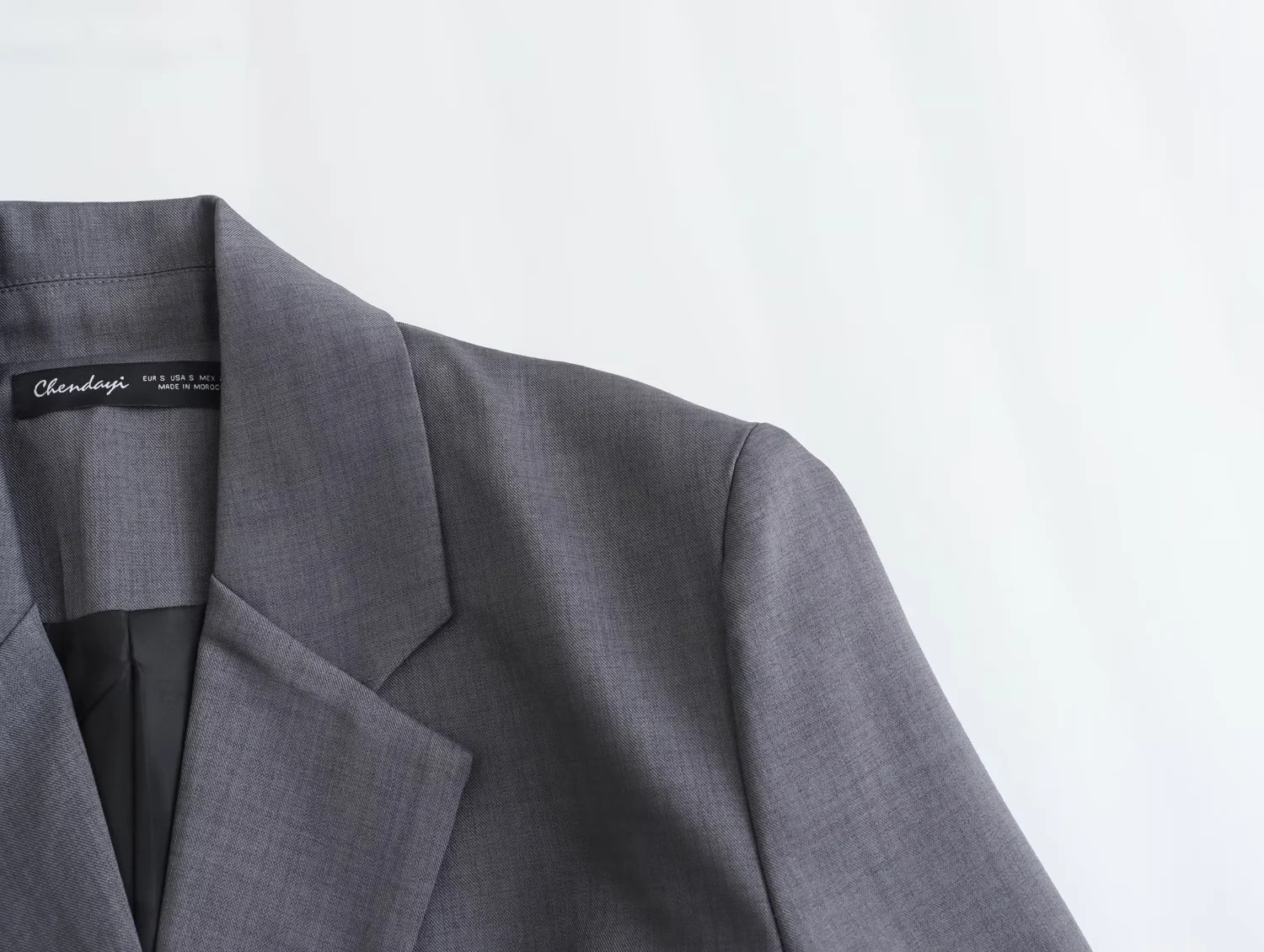 Fashion Grey Blended Lapel Pocket Blazer,Suits