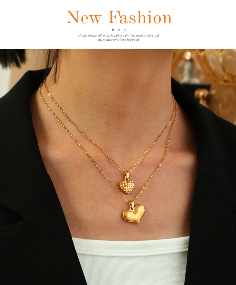 Fashion Golden 2 Titanium Steel Love Pendant Necklace,Necklaces
