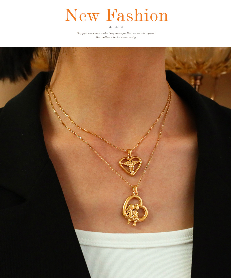 Fashion Golden 1 Titanium Steel Love Boy Girl Pendant Necklace,Necklaces