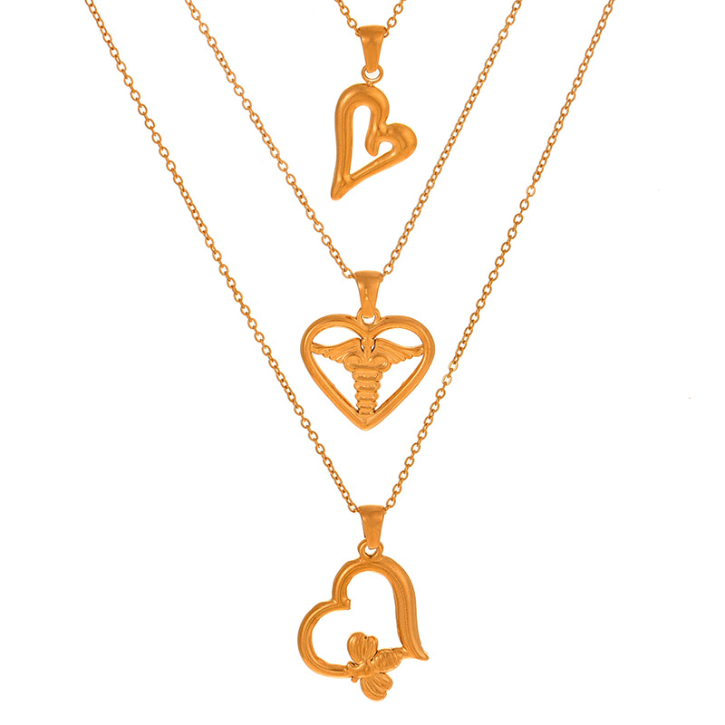 Fashion Golden 1 Titanium Steel Love Boy Girl Pendant Necklace,Necklaces
