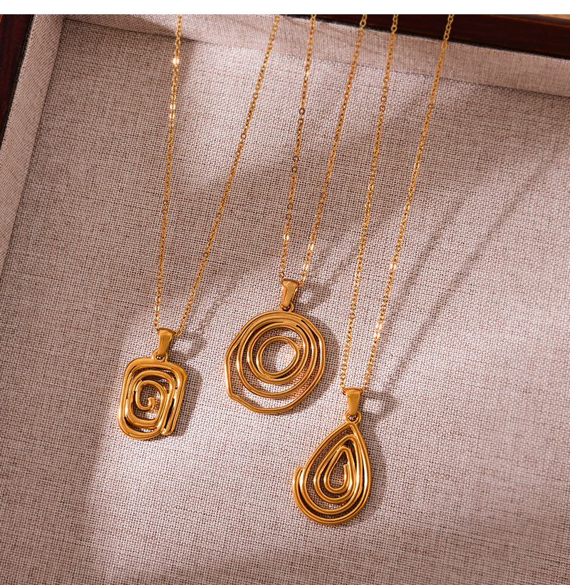 Fashion Golden 2 Titanium Steel Geometric Pendant Necklace,Necklaces