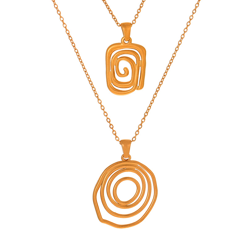 Fashion Golden 3 Titanium Steel Geometric Pendant Necklace,Necklaces