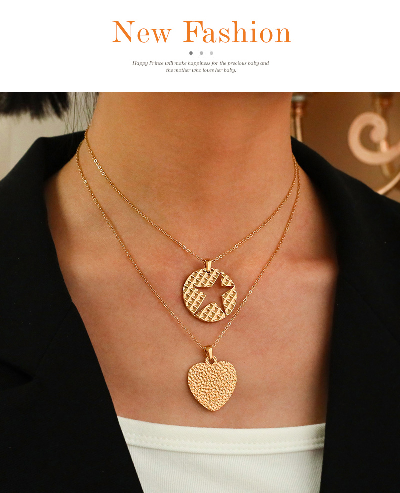 Fashion Golden 1 Titanium Steel Round Hollow Five-pointed Star Pendant Necklace,Necklaces