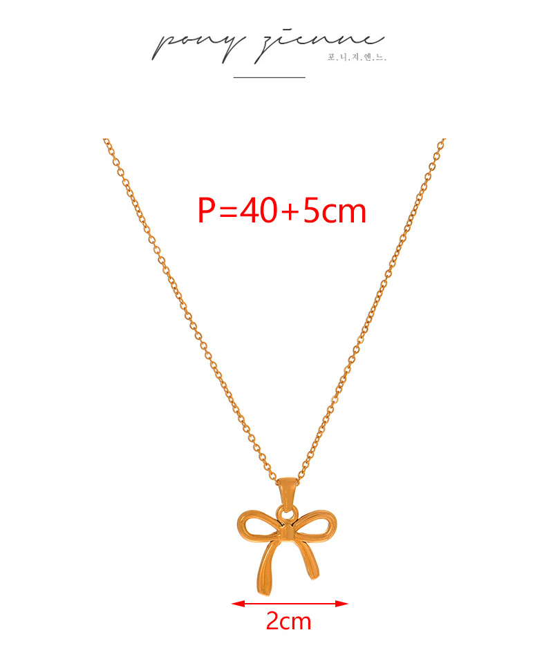 Fashion Golden 2 Titanium Steel Bow Pendant Necklace,Necklaces