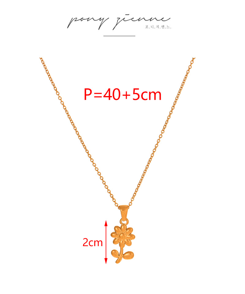 Fashion Golden 2 Titanium Steel Flower Pendant Necklace,Necklaces