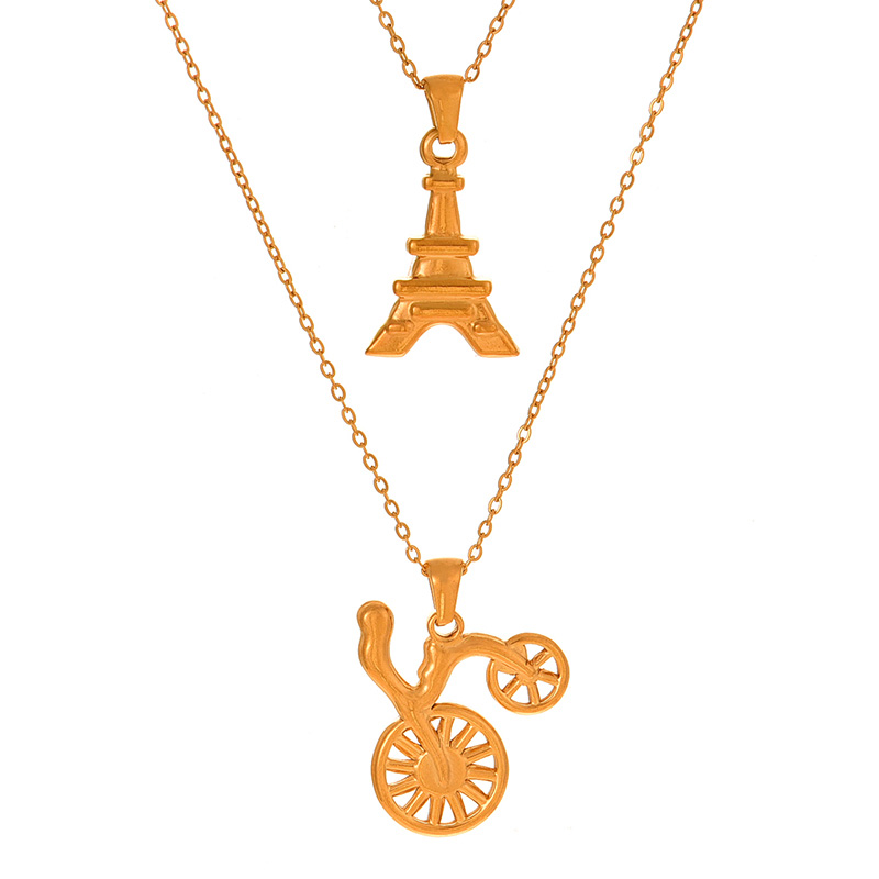 Fashion Golden 1 Titanium Steel Bicycle Pendant Necklace,Necklaces