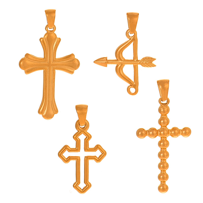 Fashion Golden 3 Titanium Steel Cross Pendant Accessories,Jewelry Findings & Components